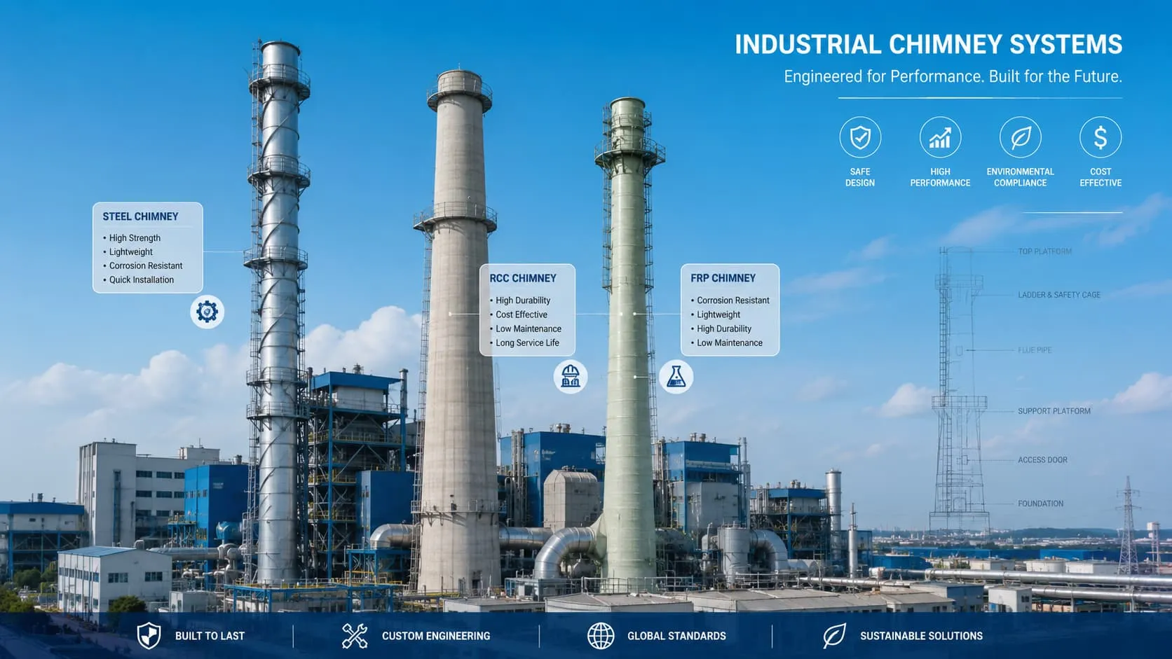 What is an Industrial Chimney？Types, Design, Height, Cost and Applications
