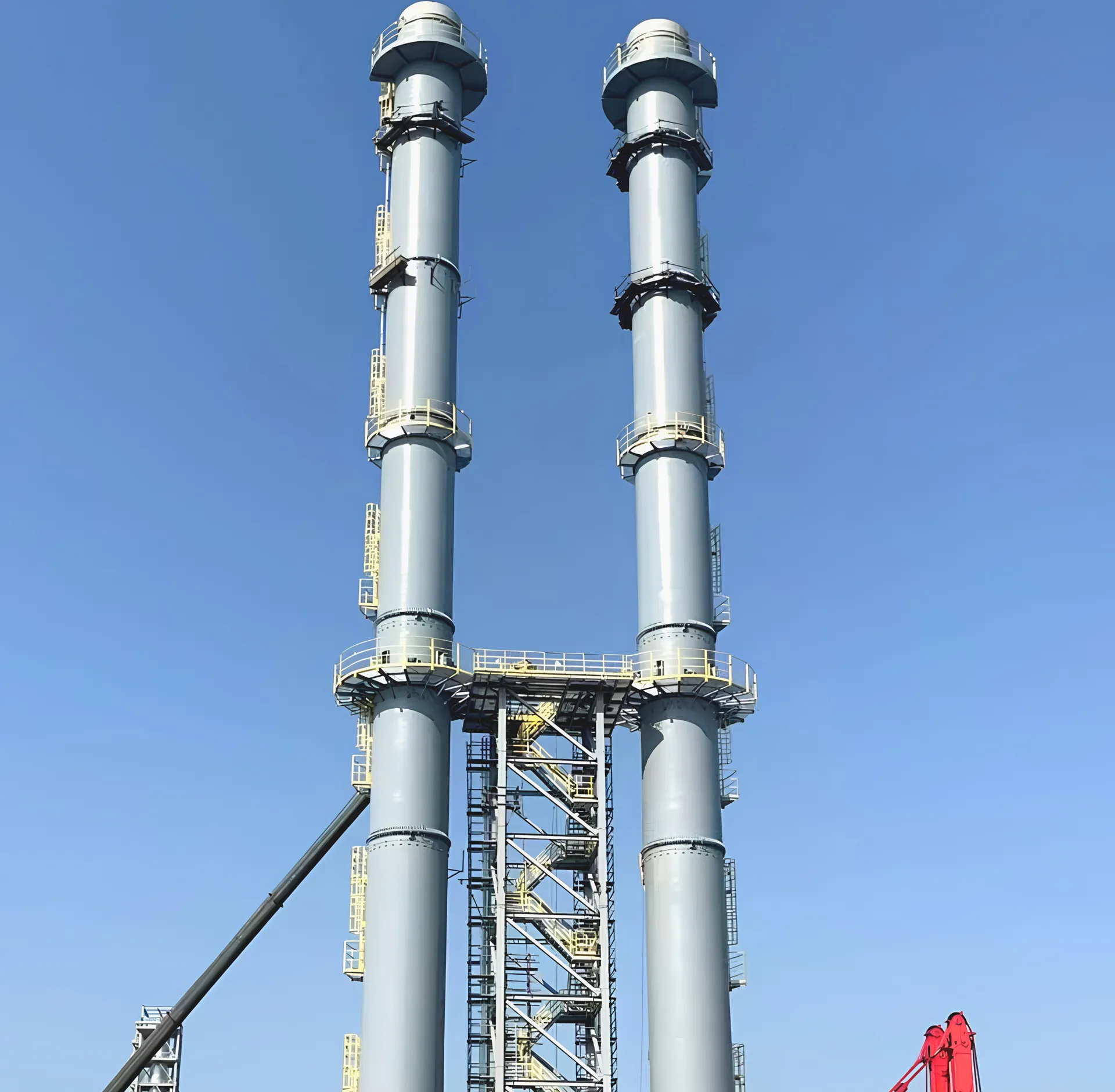 3 × 45m Self-Supporting Chimneys for Biomass Boiler Lines